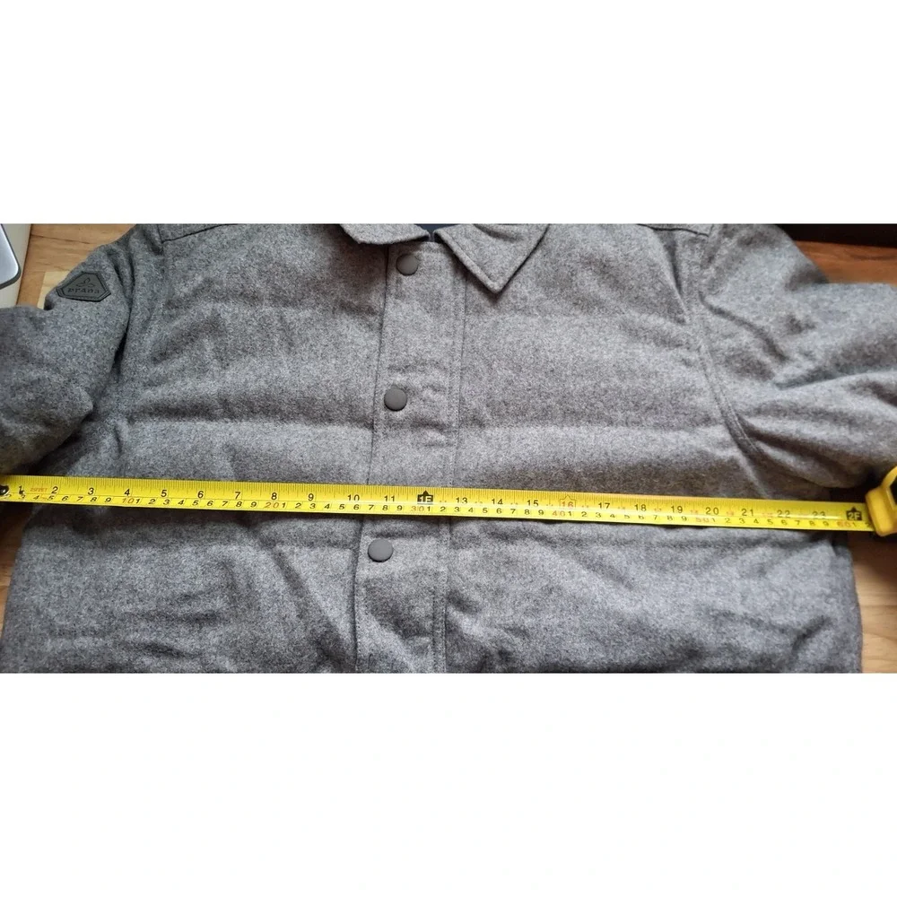Prana B-Side Jacket Mens Size M Gray Puffer Bomber Wool duck Down Reversible - Picture 7 of 12